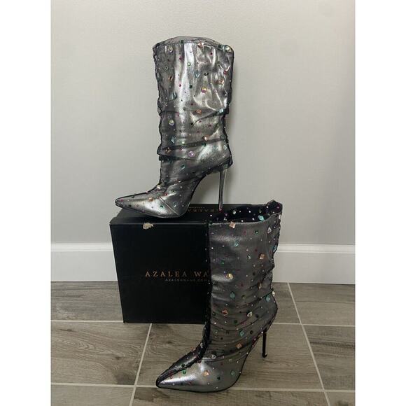 Azalea Wang Liora Women’s Stiletto Mid Calf Bootie Pointed Toe Black 7.5 NIB - Picture 4 of 10